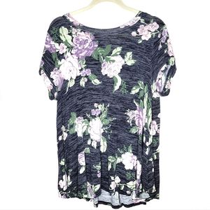 LuLaRoe floral shortsleeve flowy top M medium black pink flowers
